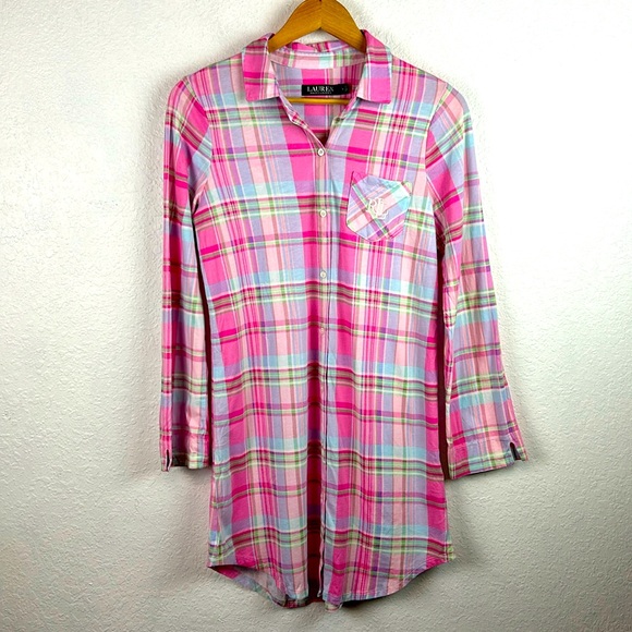 Perfect LAUREN Ralph Lauren Nightgown button sleep shirt small - Picture 1 of 8